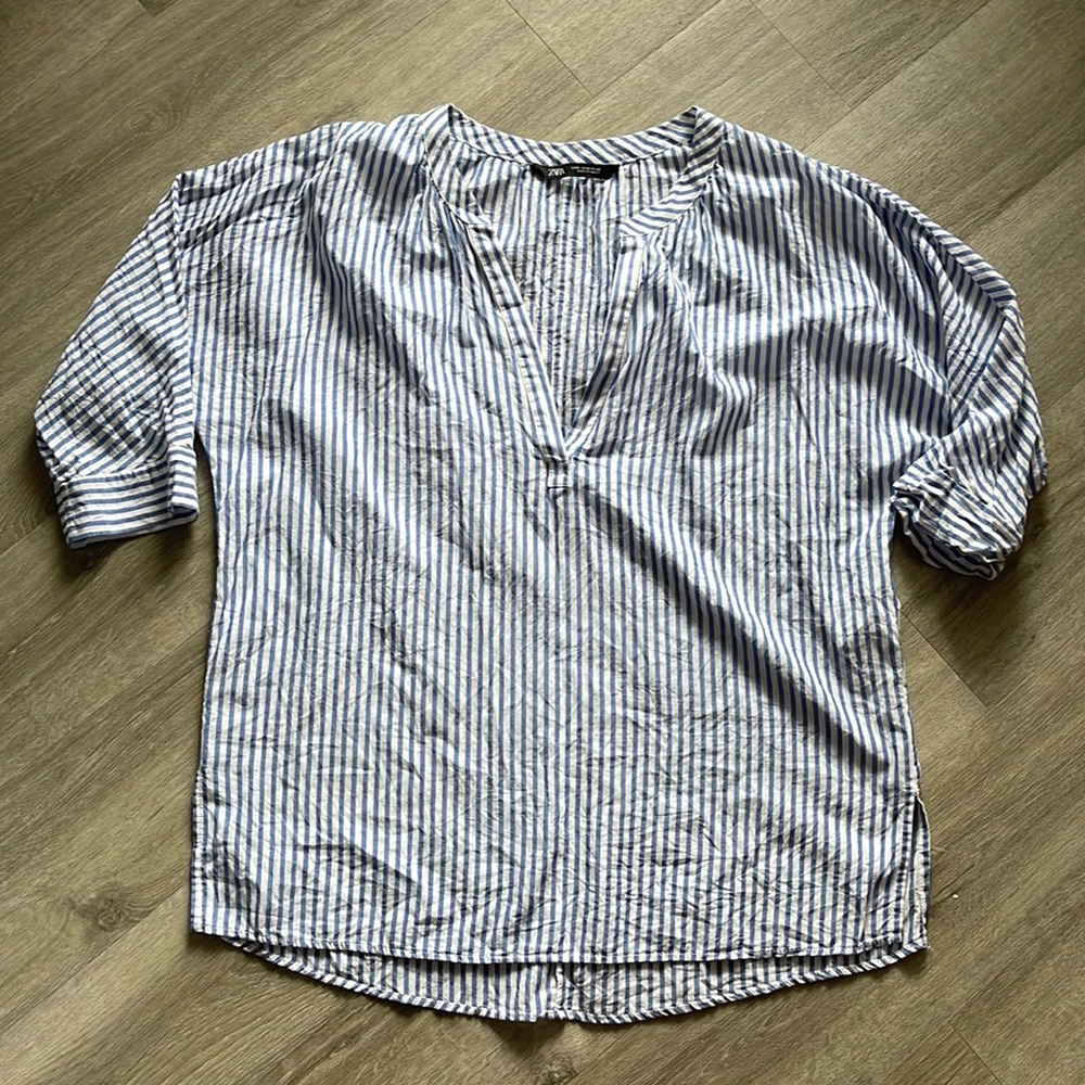 Zara stripe blue and white shirt